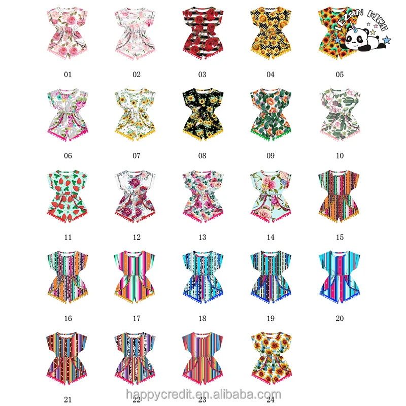 LEZONKIDS - Customized Red Rose Stripe Printed Children's Summer Jumpsuit Little Girl Baby Clothes Cute Girls Clothing Sets